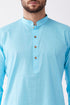 VASTRAMAY Aqua Blue Cotton Baap Beta Kurta Dhoti Set